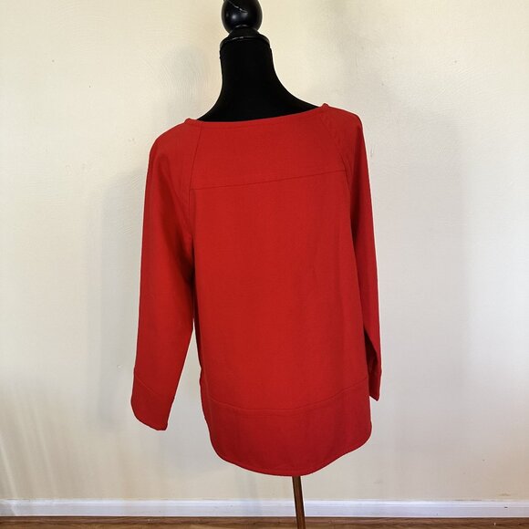Womens Red Long Sleeve Top Shirt Blouse Large Banana Republic Boxy Career - Picture 2 of 8